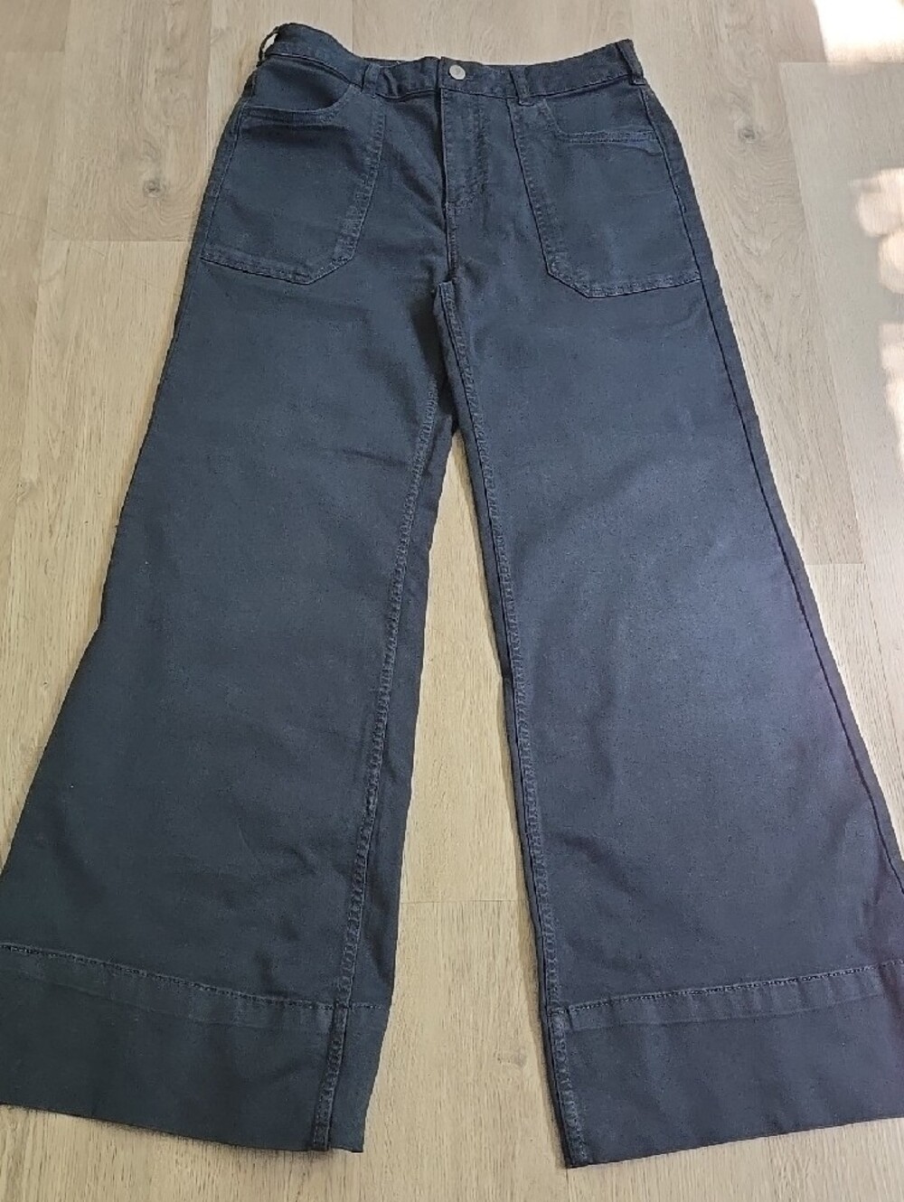 Pilcro Rylan Relaxed High-Rise Flare Pants Dark Blue  Anthropologie Size 30 - Picture 5 of 13
